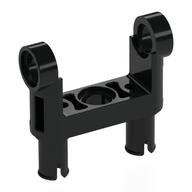 Technic Pin Connector Toggle Joint Smooth Double with 2 Pins [Square Holes] (Black)