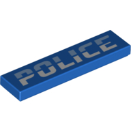 Tile 1 x 4 with 'POLICE' Print (Blue)