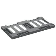 Plate Special 8 x 16 with Six Recessed Edges with 1 x 4 Studs and Recessed Center with 2 x 4 Studs, Six White Stripes (Pedestrian Crossing) Print (Dark Bluish Gray)