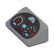 Brick Sloped 30° 1 x 2 x 2/3 with Dashboard, Speedometers Print (Light Bluish Gray)