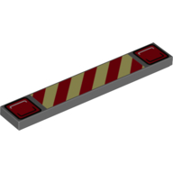 Tile 1 x 6 with Red Lights and Safety Stripes Print (Spoiler) (Dark Bluish Gray)
