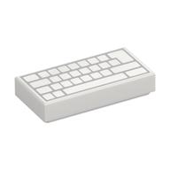 Tile 1 x 2 with Computer Keyboard with No Letters Print (White)