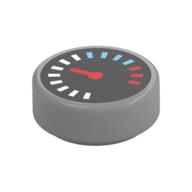 Tile Round 1 x 1 with Gauge Print (Light Bluish Gray)