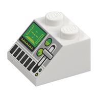 Brick Sloped 45° 2 x 2 with Computer Screen, Lever Print (White)