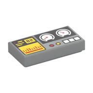 Tile 1 x 2 with Gauges, '82', and Buttons Print (Light Bluish Gray)