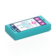 Tile 1 x 2 with Smart Phone, Phone, Speech Bubble, Note, Play Button, Signal Strength and Battery Level Print (Medium Azure)