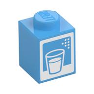 Brick 1 x 1 with Milk Carton, Glass, Print (Medium Blue)