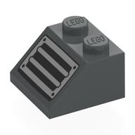Brick Sloped 45° 2 x 2 with Vent/Grate Print (Dark Bluish Gray)