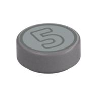 Tile Round 1 x 1 with '5' Coin Print (Flat Silver)