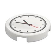 Tile Round 2 x 2 with Clock with Red Second Hand Print (White)