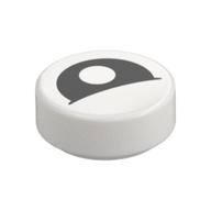 Tile Round 1 x 1 with Curved Black Eye with Central Pupil Partially Closed Print (White)