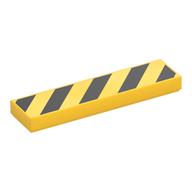 Tile 1 x 4 with Black Diagonal Stripes Print (Yellow)