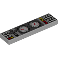 Tile 1 x 4 with Buttons, Lever, and Gauges Print (Light Bluish Gray)