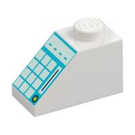 Brick Sloped 45° 2 x 1 with Bottom Pin, and Buttons and Screen with "_ _ _ _" Print (White)