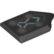 Tile Special 2 x 3 Pentagonal with 4 Circles and Blue Energy Lines Print (Black)