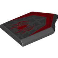 Tile Special 2 x 3 Pentagonal with Red Spider and Webbing Print (Black)