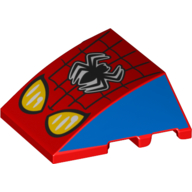 Brick Wedged, Curved 4 x 3 No Studs with Spider-Man Logo and Headlights Print (Red)