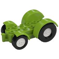Duplo Car Base 2 x 6 Tractor with Mudguards, White Wheels (Lime)