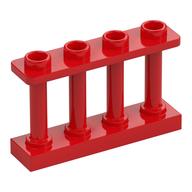 Fence Spindled 1 x 4 x 2 [4 Top Studs] (Red)