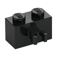 Brick Special 1 x 2 with Vertical Clip [Open O Clip] (Black)