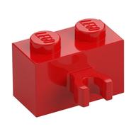 Brick Special 1 x 2 with Vertical Clip [Open O Clip] (Red)