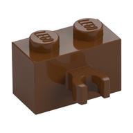 Brick Special 1 x 2 with Vertical Clip [Open O Clip] (Reddish Brown)