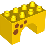 Duplo Brick 2 x 4 x 2 Arch with Dark Orange Spots Print (Yellow)