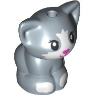 Animal, Cat, Kitten Sitting with Dark Pink Nose, White Face and Paws Print (Sand Blue)
