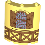 Panel 4 x 4 x 6 Quarter Cylinder with Stain Glass Window, Wood Panels/Beams (Bright Light Yellow)