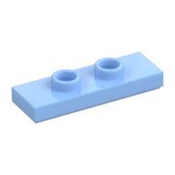 Plate Special 1 x 3 with 2 Studs with Groove and Inside Stud Holder (Jumper) (Bright Light Blue)