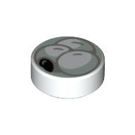 Tile Round 1 x 1 with Tangyuan Print (White)