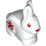 Animal, Rabbit / Bunny with Red Nose / Eyes, Red Star on Side Print (White)