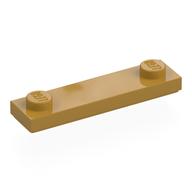 Plate Special 1 x 4 with 2 Studs with Groove [New Underside] (Pearl Gold)