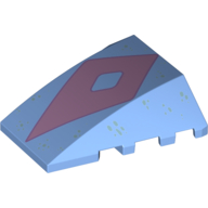 Brick Wedged, Curved 4 x 4 No Top Studs with Lavender Diamond Print (Medium Blue)