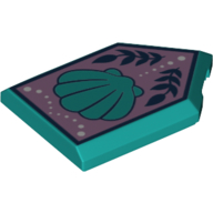 Tile Special 2 x 3 Pentagonal with Shell on Lavender Background Print (Dark Turquoise)