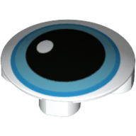 Plate Round 2 x 2 with Rounded Bottom with Blue Eye, Black Pupil Print (White)