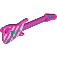 Musical Instrument Guitar Electric with Dark Azure Strings and White Stripes Print (Dark Pink)