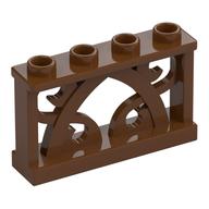 Fence Ornamented 1 x 4 x 2 with 4 Studs (Reddish Brown)