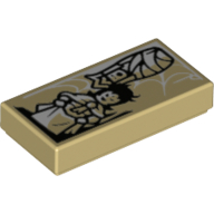 Tile 1 x 2 with Minifigure and Baby with Webbing Background Print (Tan)