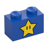 Brick 1 x 2 with Star with Eyes Print (Blue)