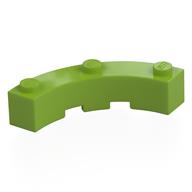 Brick Round Corner 4 x 4 Macaroni Wide with 3 Studs (Lime)