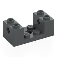 Brick Special 2 x 4 x 1 1/3 with Axle Holes and 2 x 2 Recessed and Hole (Dark Bluish Gray)