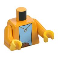 Torso Jacket Over Light Blue Undershirt Print, Bright Light Orange Arms, Yellow Hands (Bright Light Orange)