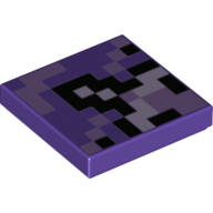 Tile 2 x 2 with Pixelated Black, Lavender, and Medium Lavender Squares Print (Dark Purple)