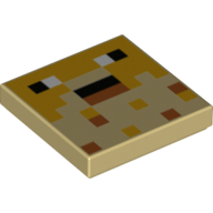 Tile 2 x 2 with Pixelated Face, Black Eyes Print (Tan)