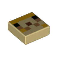 Tile 1 x 1 with Pixelated Face, Black Eyes Print (Tan)