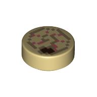 Tile Round 1 x 1 with Pixelated Nautilus/Ammonite Print (Tan)
