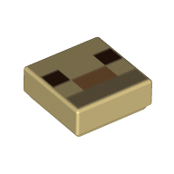 Tile 1 x 1 with Pixelated Dark Brown/Dark Tan/Medium Nougat Face Print (Tan)