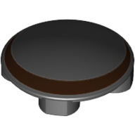 Plate Round 2 x 2 with Rounded Bottom with Reddish Brown Crescent Print (Black)