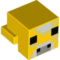 Minifig Head Special, Cube with Rear Ledge, Pixelated Face with Black Eyes, Grey Snout Print (Yellow)